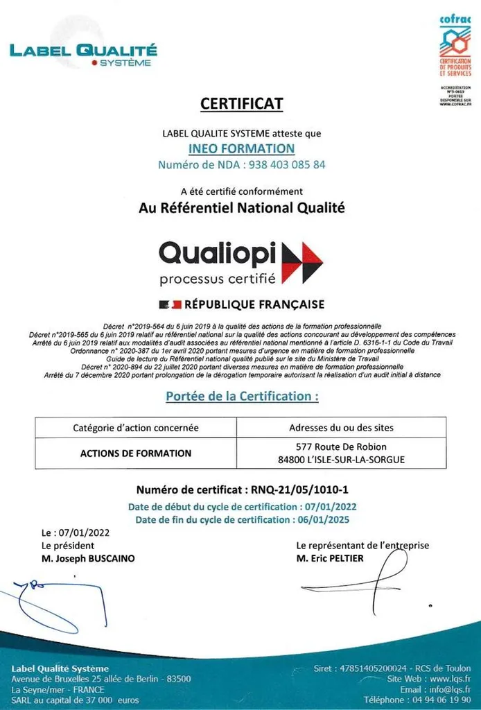 Certificat Qualiopi