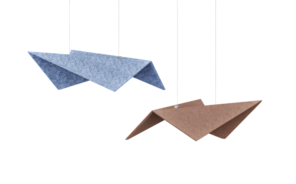 Suspensions REVO acoustiques et design pour bureaux professionnels dans la région PACA, solution performante pour confort sonore et esthétique tertiaire