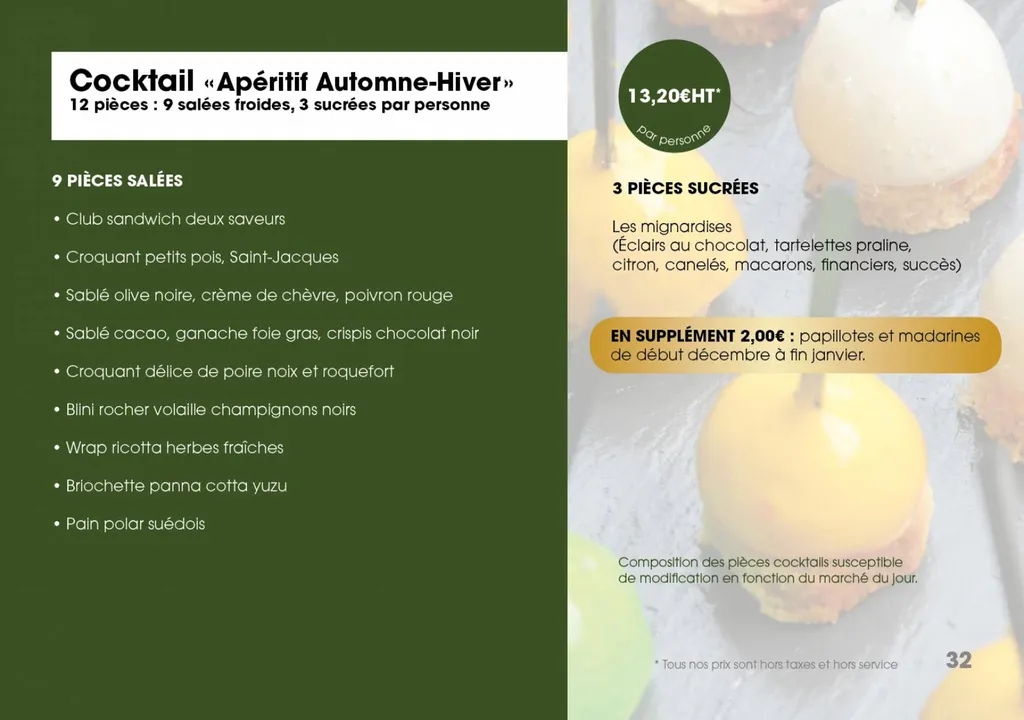 COCKTAIL APERITIF AUTOMNE HIVER 12 PIECES