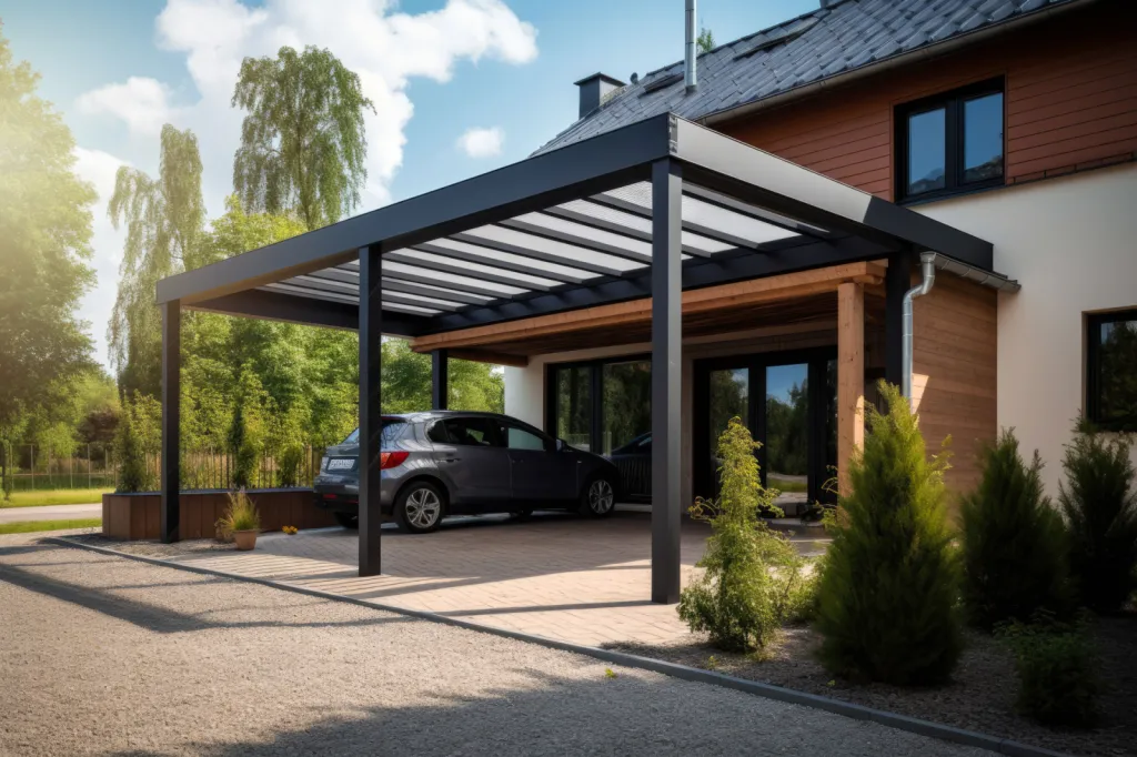 Carport aluminium pour une ou deux voitures à Saint-Didier-au-Mont-d'Or, structure moderne avec toit plat, robuste et esthétique