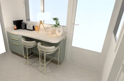 Coin repas pour 2 personnes intégré sur linéaire de meubles