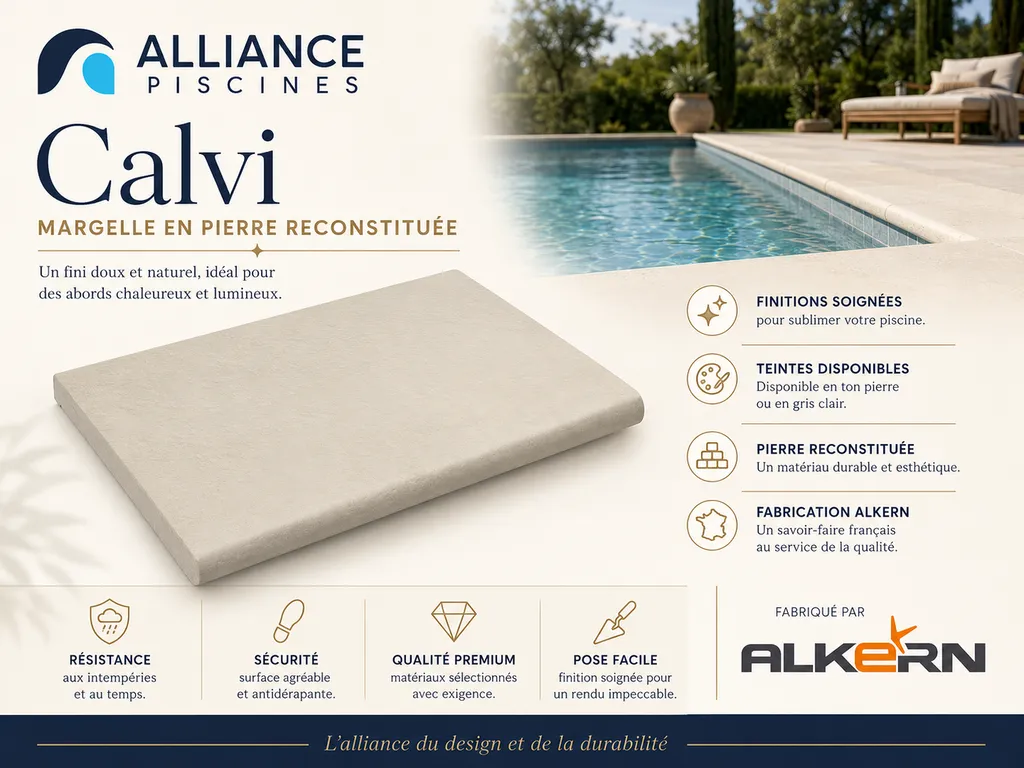 margelle calvi posée par alliance piscines au fil de l'eau à Cuers en region paca