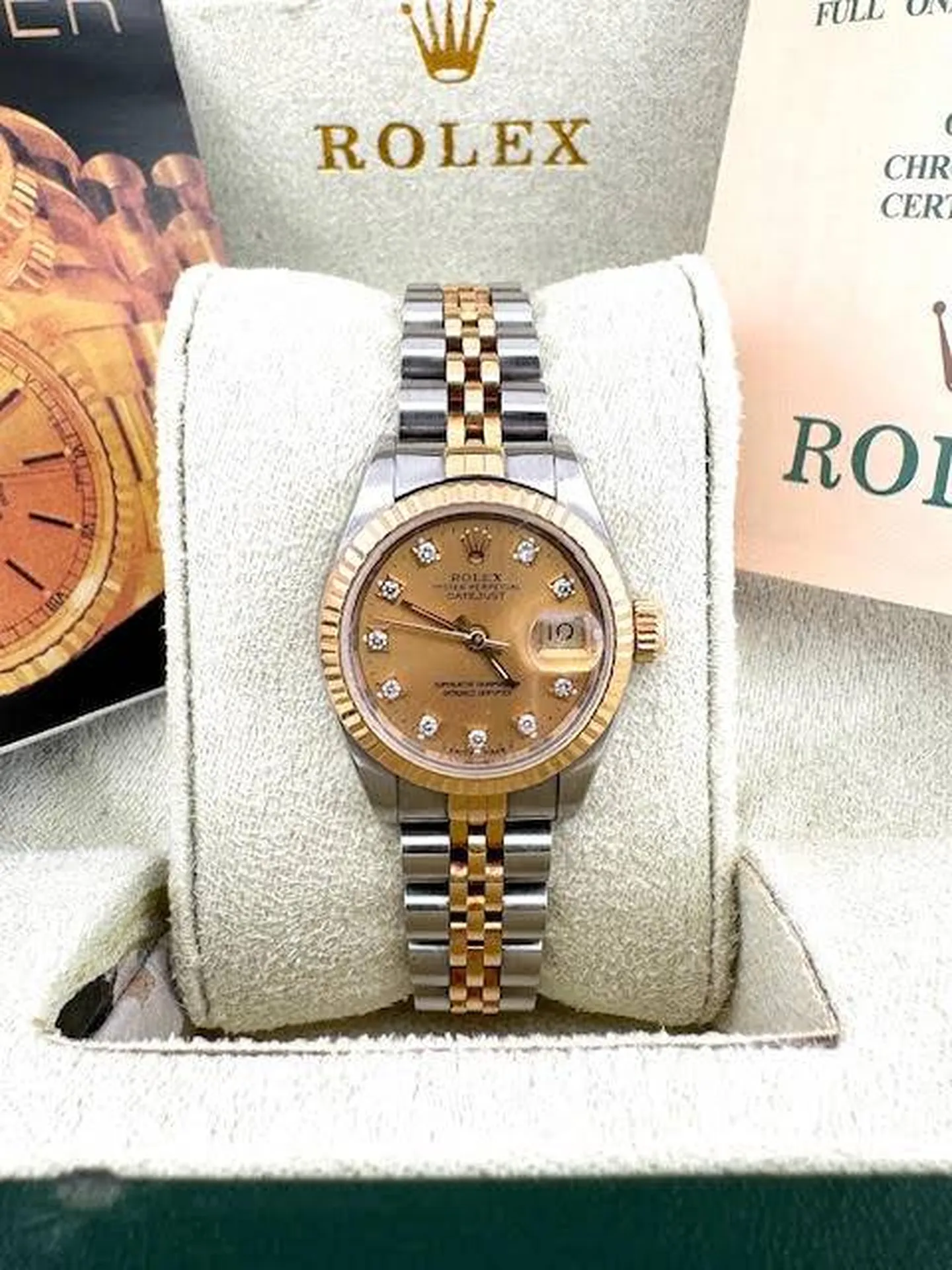 Rolex femme 26 mm champagne & diamants – À découvrir près d’Arcachon en dépôt vente
