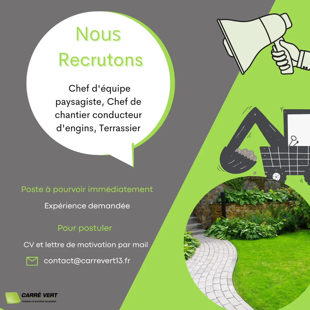 Emplois paysagiste, chef de chantier, terrassier, alpilles