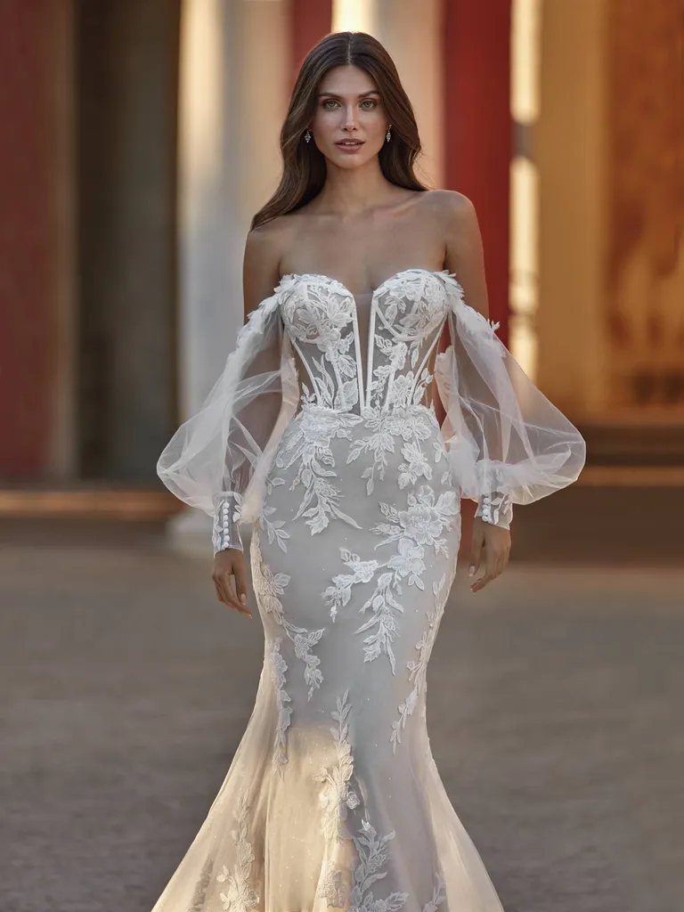 robe de mariée sirène avec col bateau Marseille