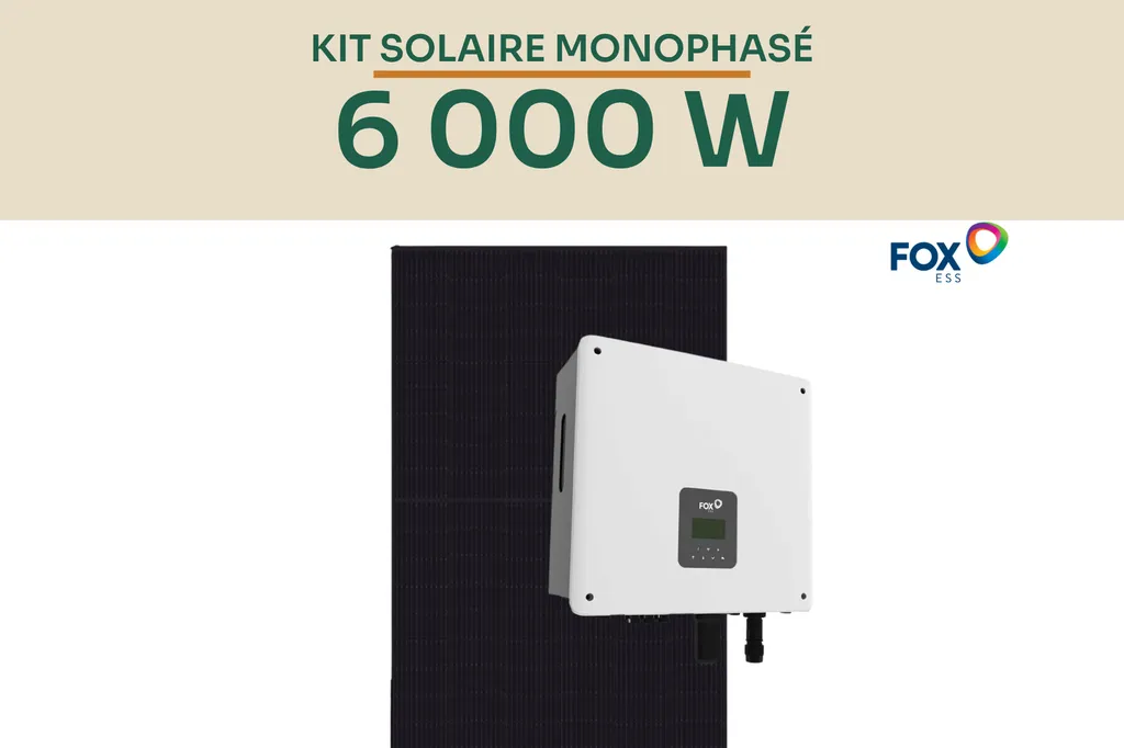 Kit solaire 6 kWc Fox ESS monophasé pour autoconsommation avec panneaux photovoltaïques et onduleur H1-6.0-E-G2-WL