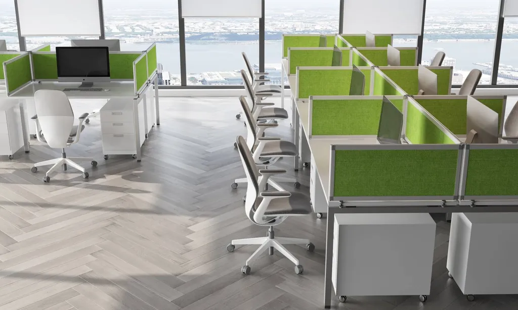 Écrans de séparation acoustiques REYEM dans un call center à PARIS