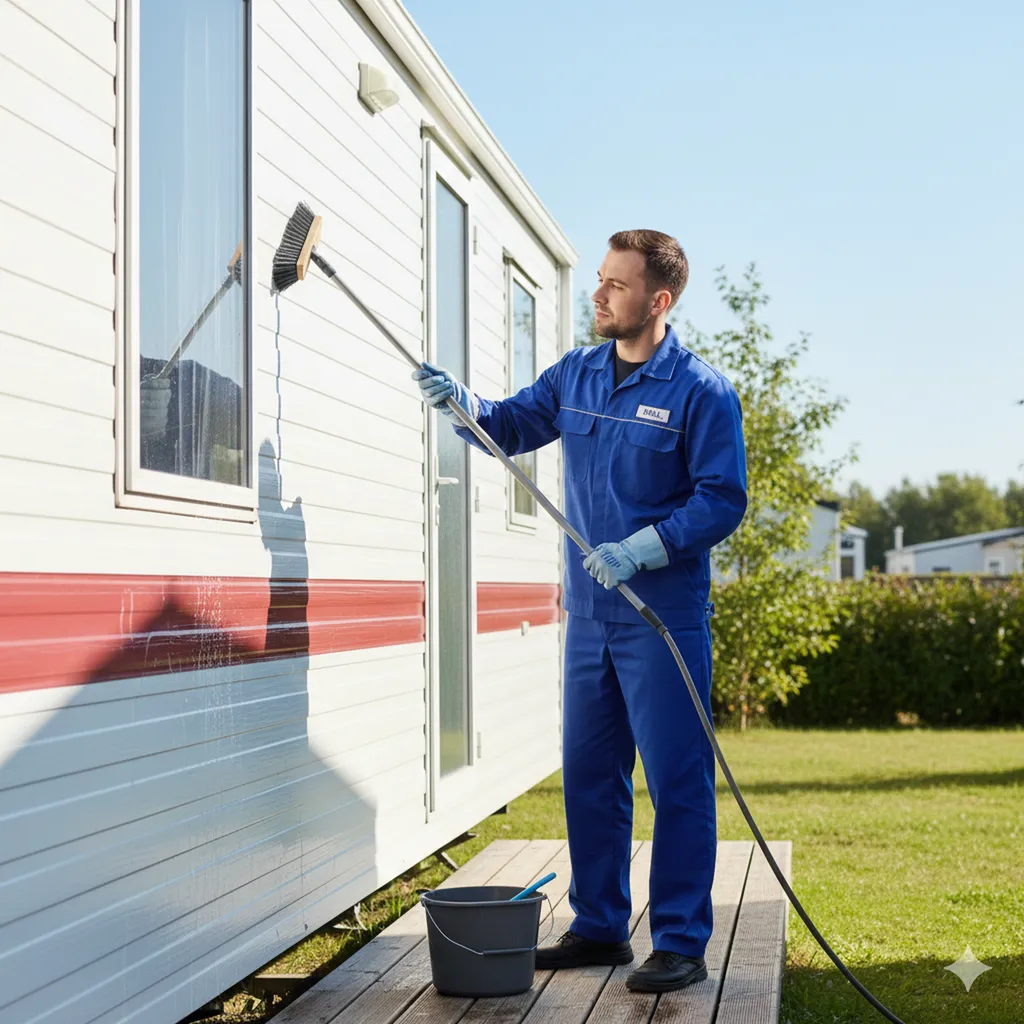 AGENT D ENTRETIEN NETTOYANT UN MOBIL HOME 