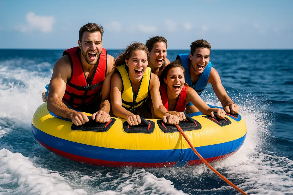 Notre zone d'activité pour ce serviceLocation bouée tractée donuts session dynamique adaptée famille amis jusqu’à six personnes vitesse modulable encadrée moniteurs diplômés à