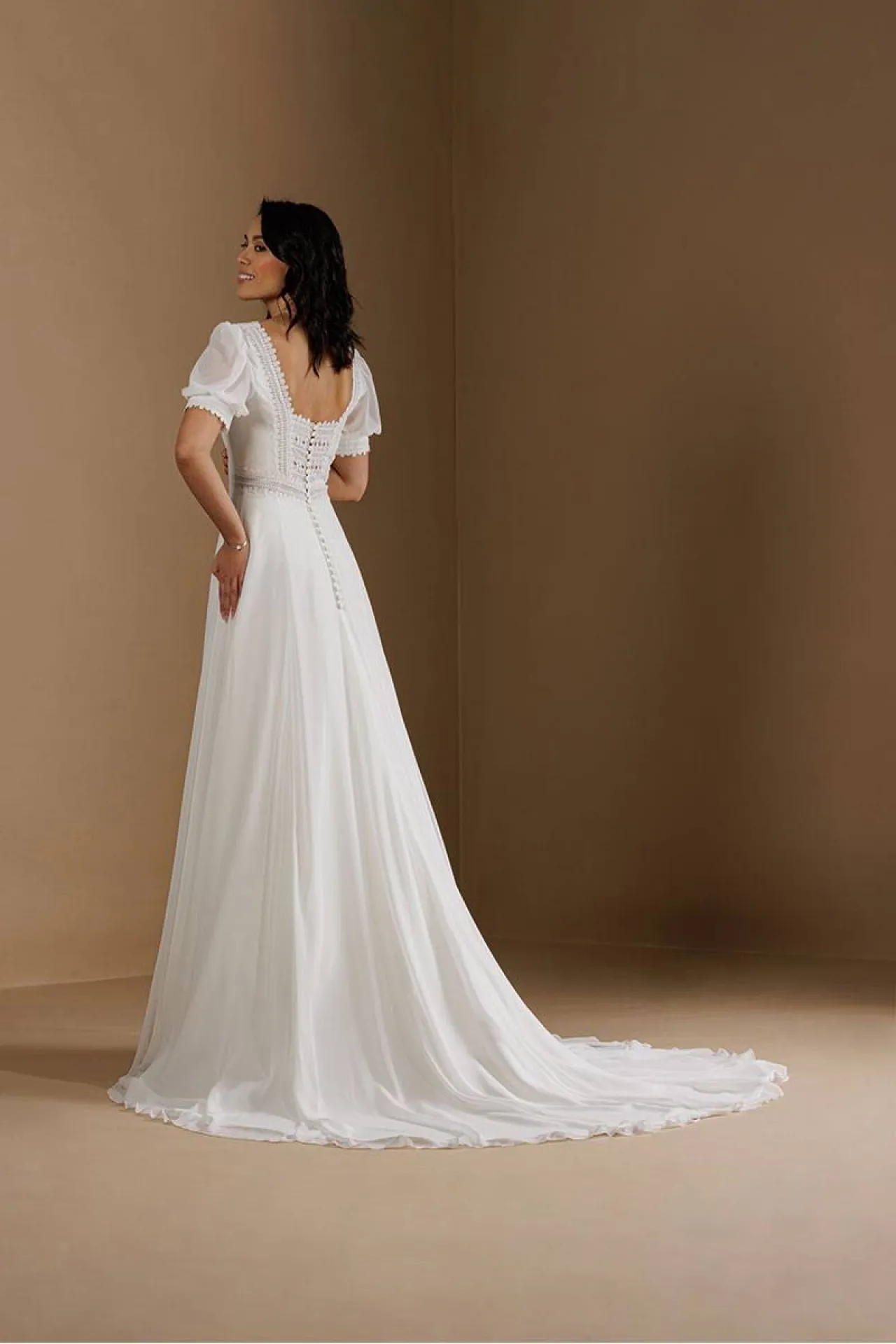 Robe de mariée champêtre mousseline à Marseille 
