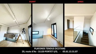 cacher un plafond lambris bois peint - Plafonds Tendus Occitans  Toulouse