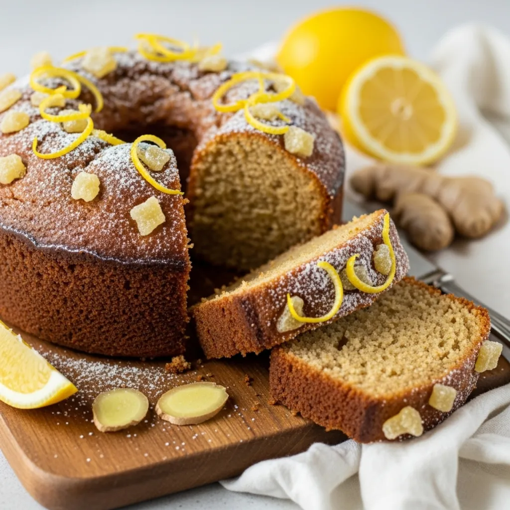 Gâteau moelleux au gingembre confit et citron