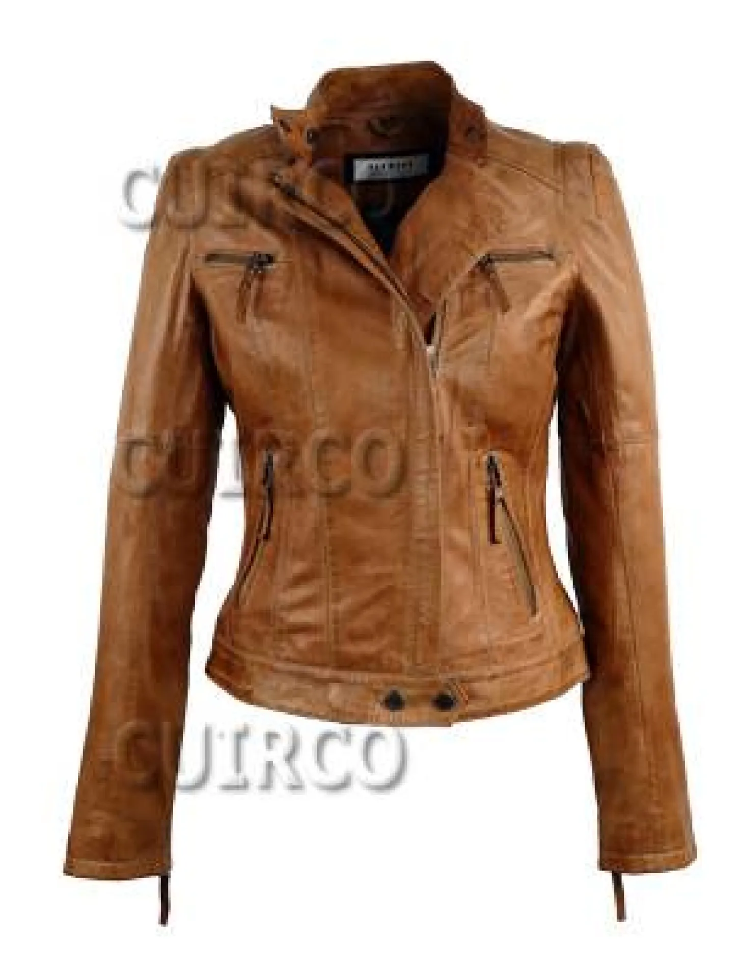 blouson cuir cognac femme