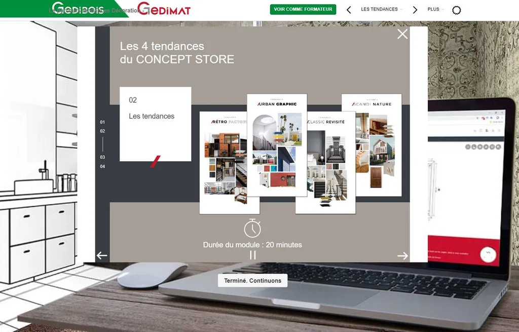 Plateforme LMS et modules e-learning pour Gedimat basé à Paris