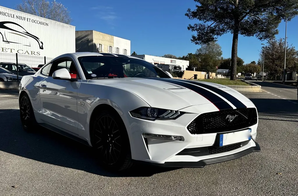 Réalisation bandes décoratives sur une Ford Mustang à Brignoles près de Marseille dans le Var