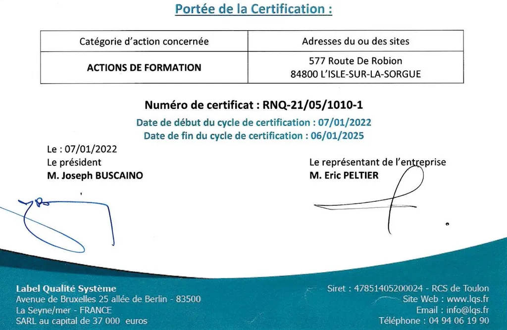 Durée de la certification