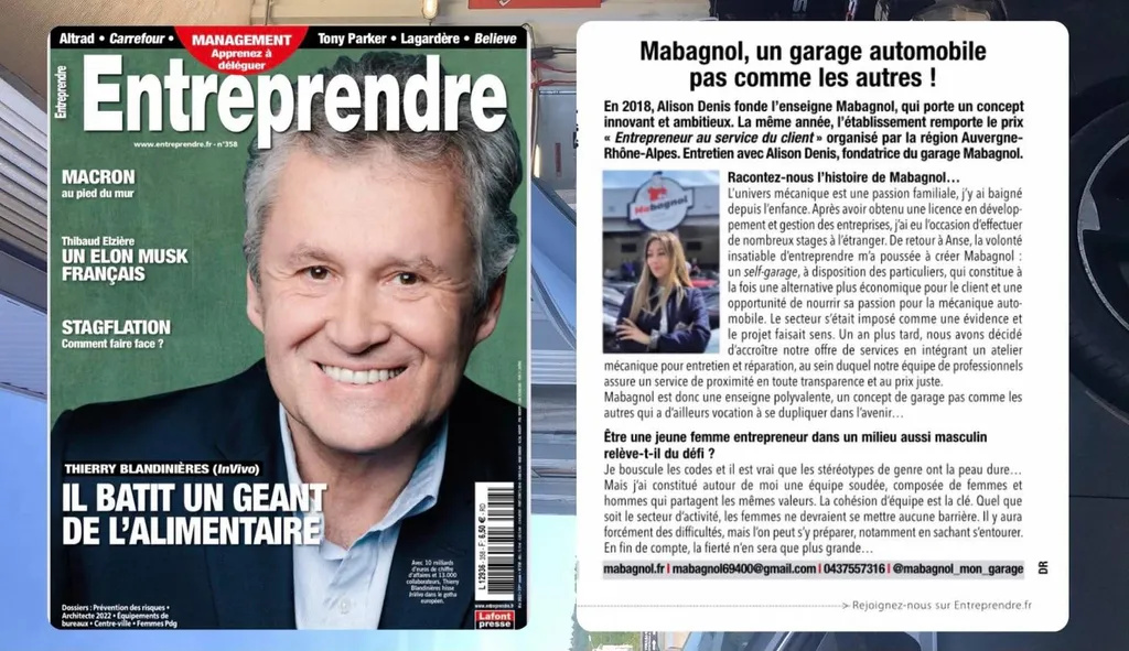 Allison Denis, présente dans l'édition du mois de mai du magazine entreprendre près de lyon dossier spéciale 
