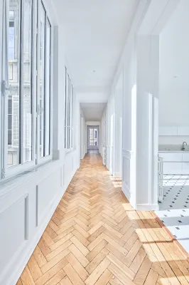 Restauration parquet chevron typique de Bordeaux 