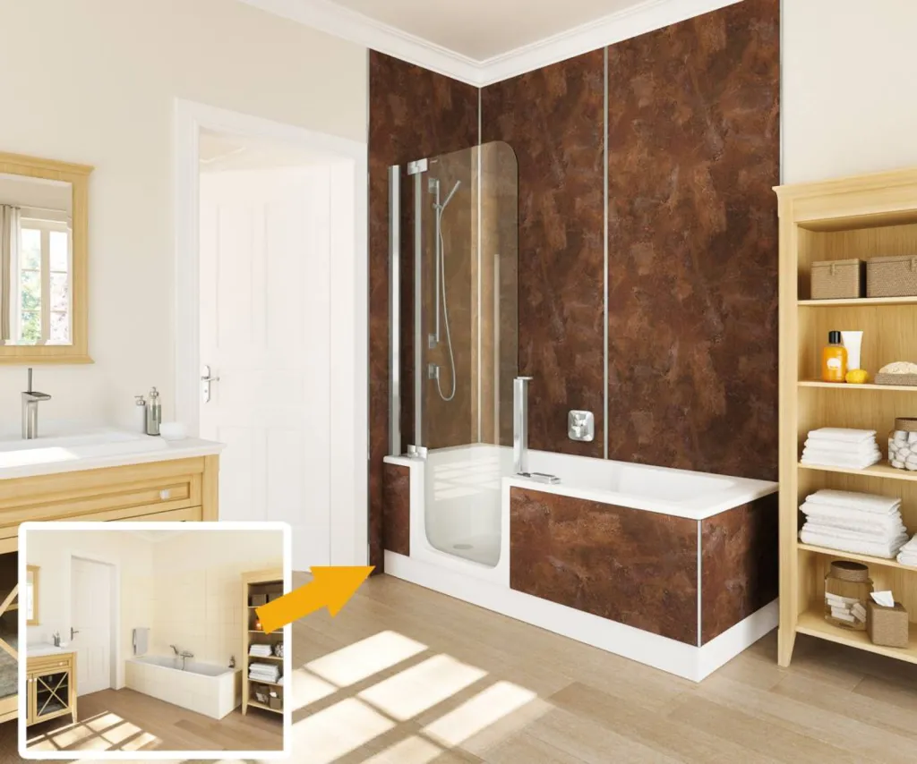 Baignoire à porte combiné douche