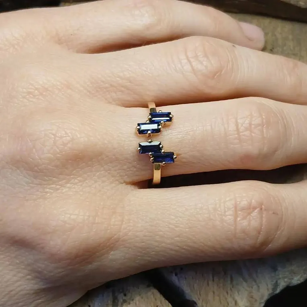 Bague saphirs rectangle