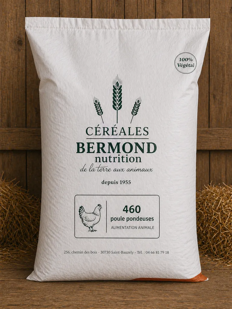 460 poules pondeuses Bermond nutrition contrôle du poids ponte régulière alimentation équilibrée volaille basse-cour performance qualité