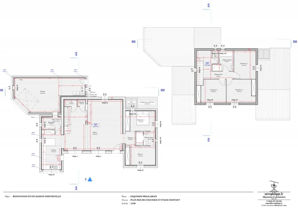 Aménagement intérieur d'une maison individuelle à Mollégès - Plans existants