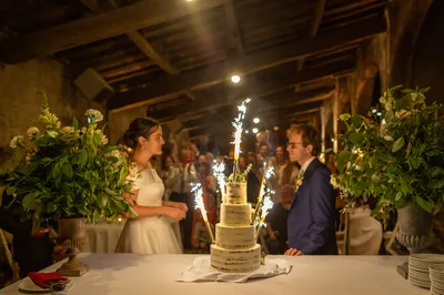 A religious ceremony followed by a wedding reception organized in a castle in the middle of the vineyards in Bordeaux