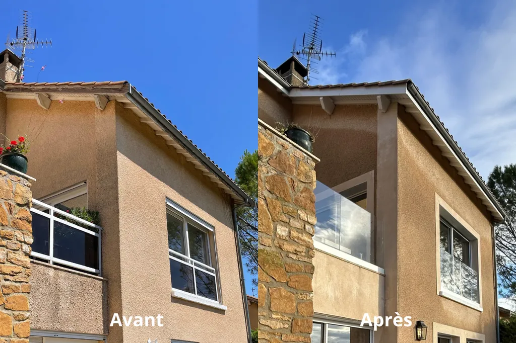 Avant après remplacement de garde-corps extérieurs à Couzon-au-Mont-d’Or pour moderniser la terrasse et profiter pleinement de la vue