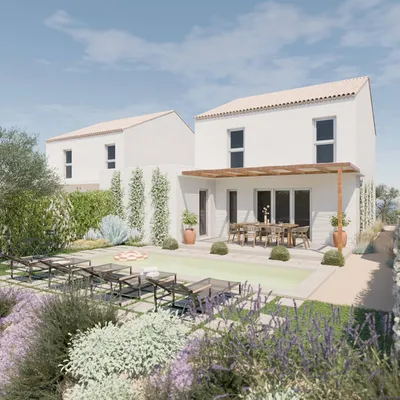 Massif végétal à Ménerbes 84560 mêlant lavande, thym et santoline pour un jardin sec harmonieux.