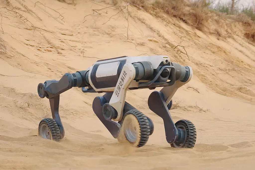 Lynx M20 Pro : Robot omni-terrain hybride à roues et jambes pour opérations industrielles