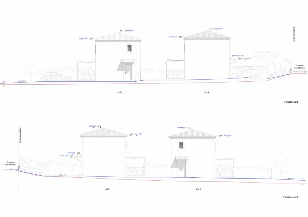 Façades - 4 logements T3 à Gignac-la-Nerthe