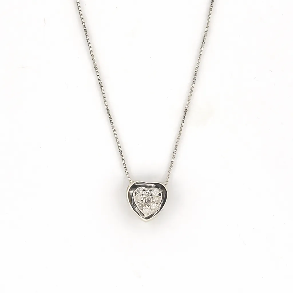 Collier cœur diamant en or blanc – dépôt vente bijouterie Or Ligne La Teste-de-Buch Bassin d’Arcachon