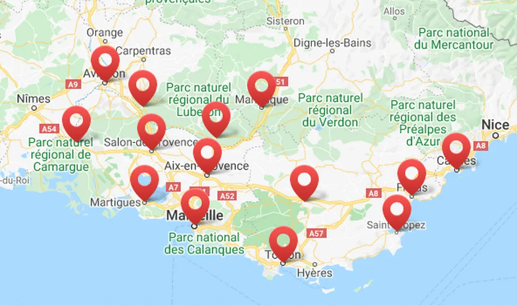 Les implantations de nos intervenants dans le sud de la France