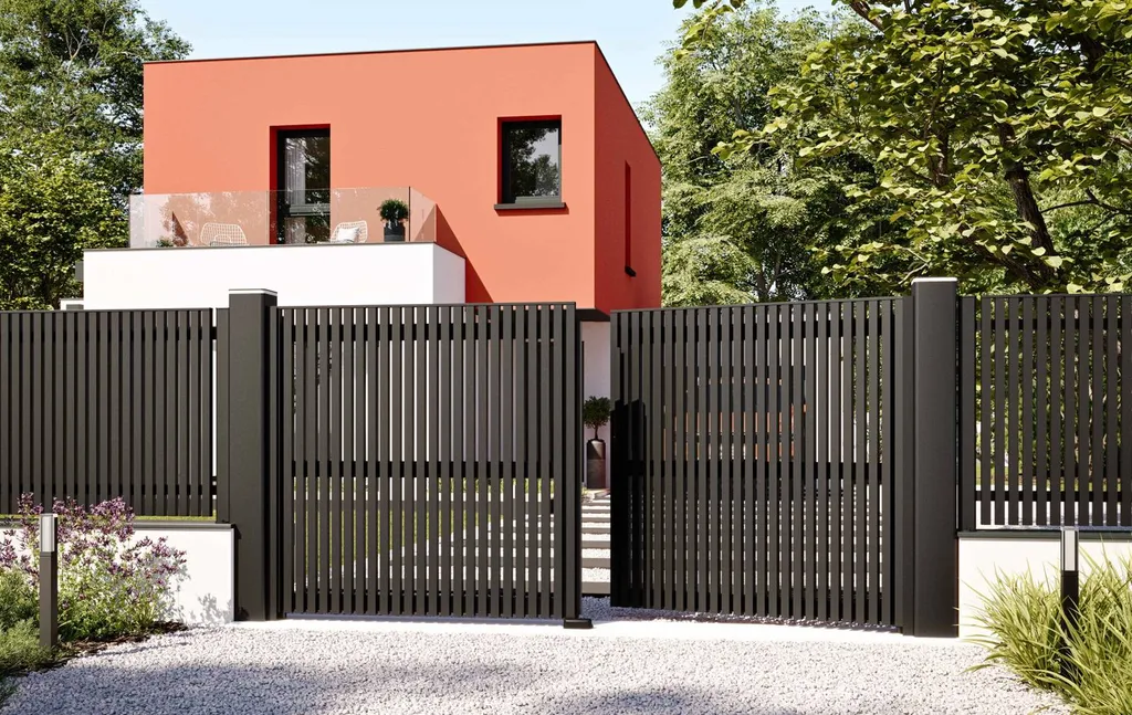 Portail aluminium battant moderne gamme architecte