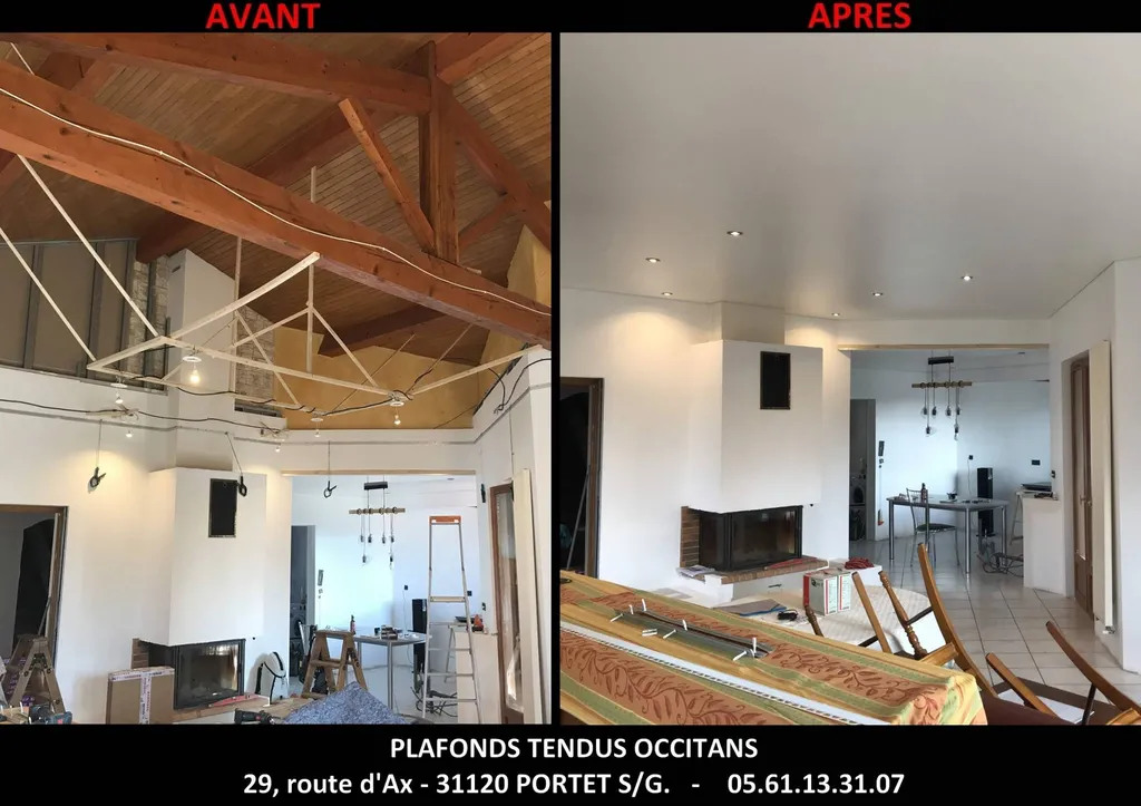 Supprimer un plafond en lambris par un plafond tendu sur St Lys
