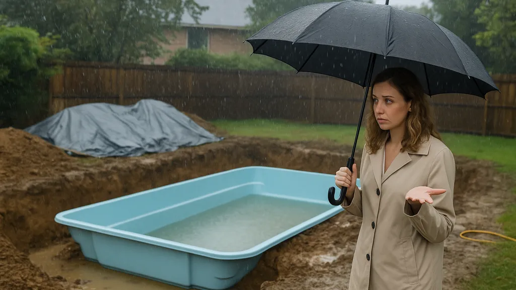 Installation de piscine coque dans le Var : que se passe-t-il en cas d’intempéries pendant les travaux ?