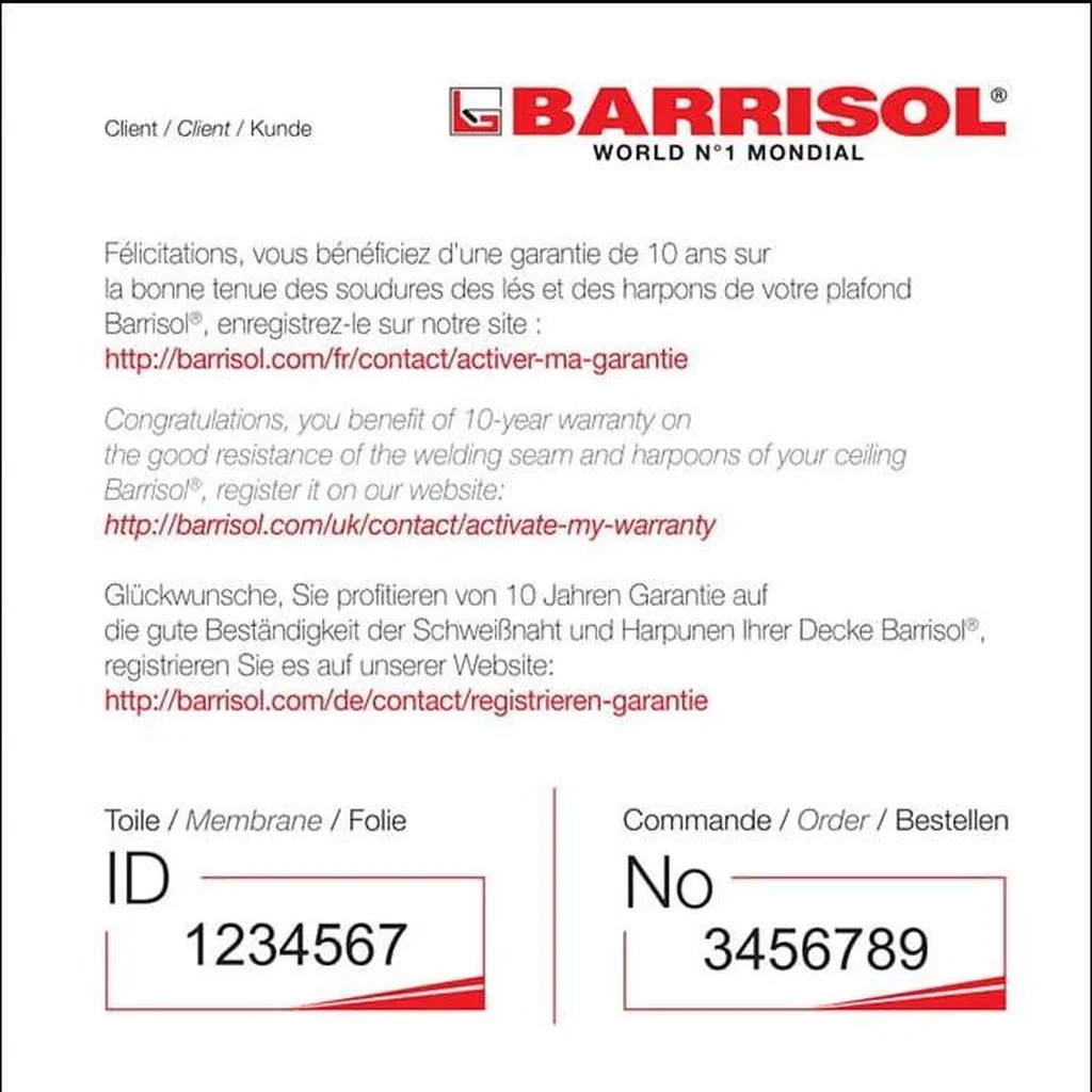 Activez votre garantie BARRISOL !!
