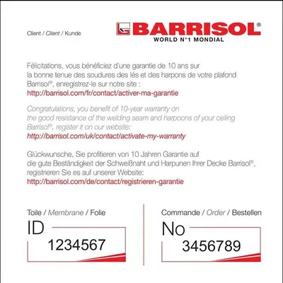 Activez votre garantie BARRISOL !!