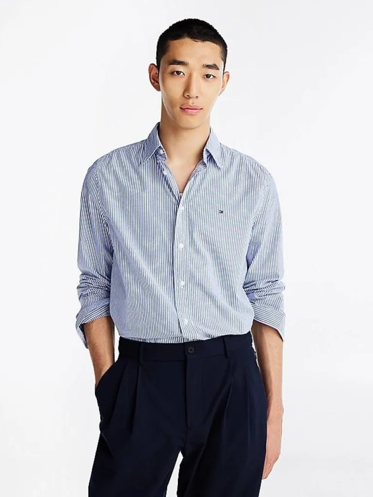 Chemise en popeline Flex à rayures Tommy Hilfiger – Urban Chic à Dieppe en Normandie