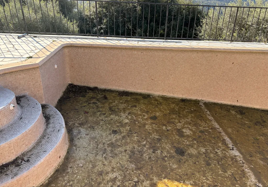 Piscine avant nettoyage de 10m x 4m 