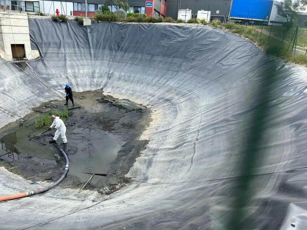 Curage d'un bassin de rétention à Berre l'Etang (13)