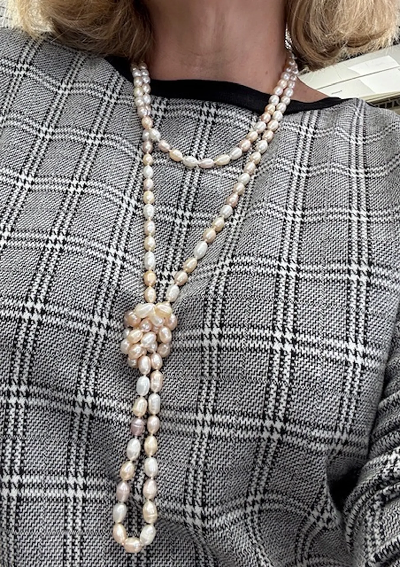 Collier perles noué style moderne chic Bassin Arcachon bijouterie dépôt vente