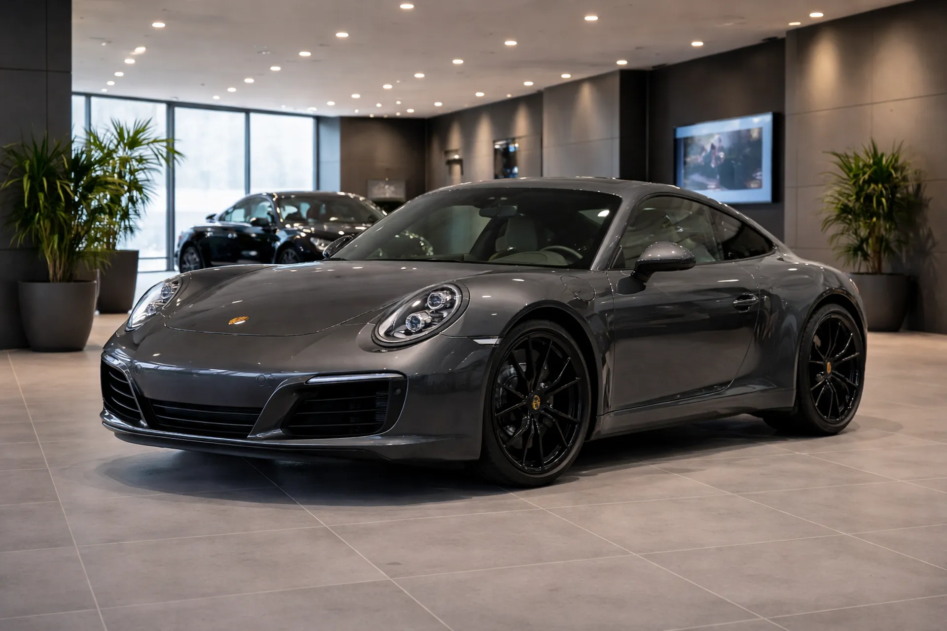 Porsche 911 Carrera 991 gris métallisé occasion Bordeaux – vue avant coupé sport premium