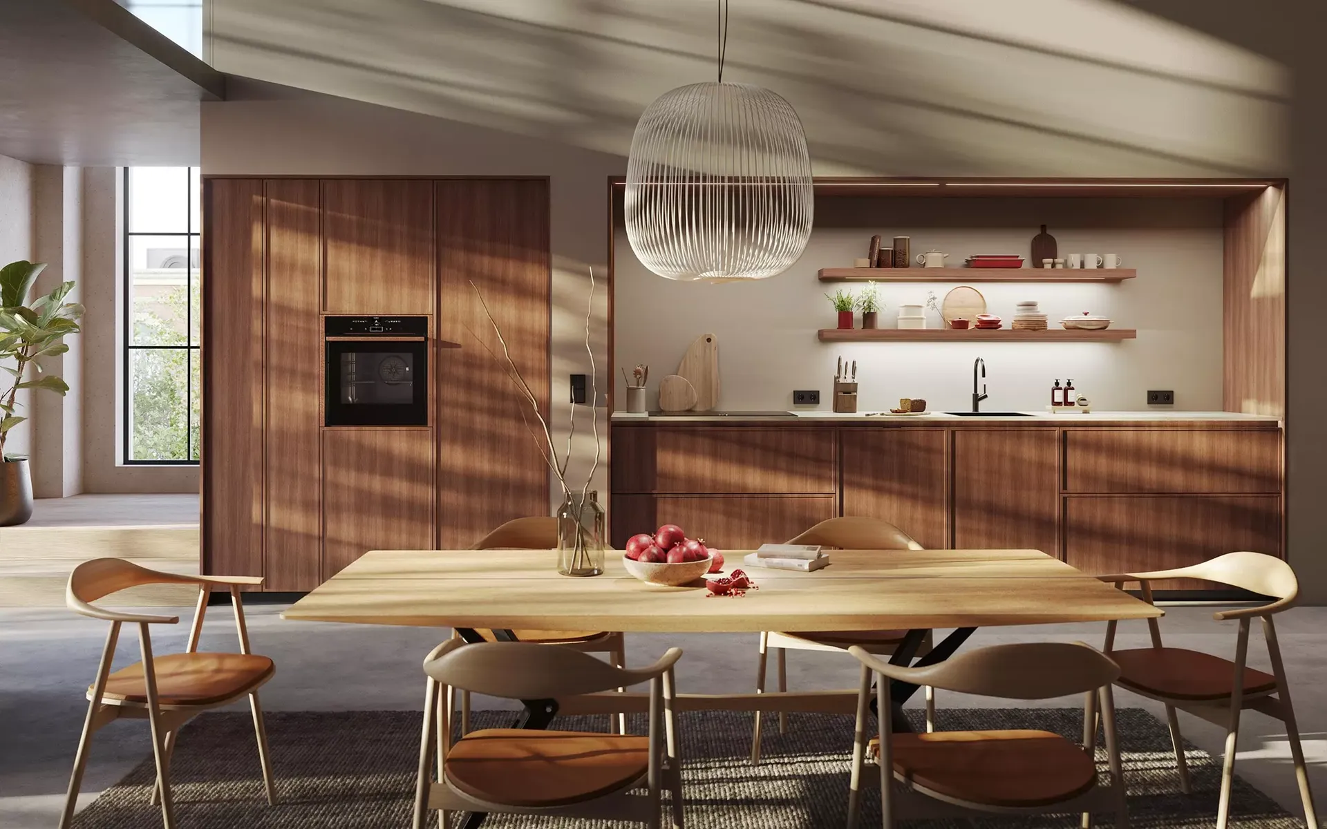 Cuisine avec façades en bois massif à cadre fin, pour un rendu moderne élégant, près de Vieille Toulouse
