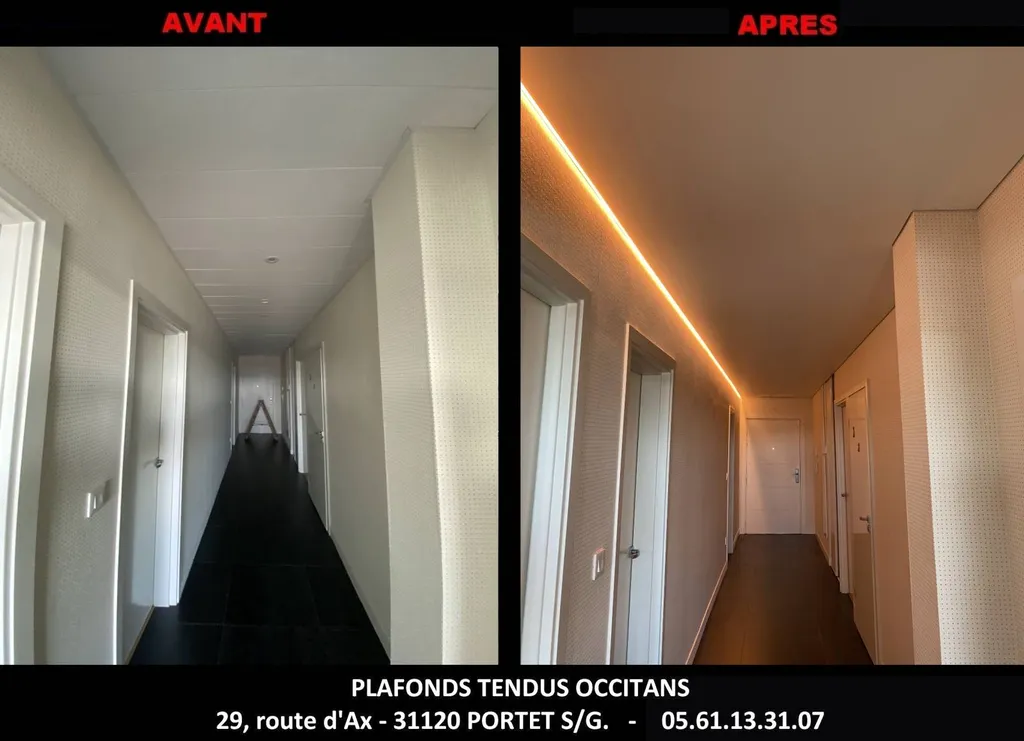 AVANT / APRES - Plafonds Tendus Occitans Toulouse - Chantier Revel