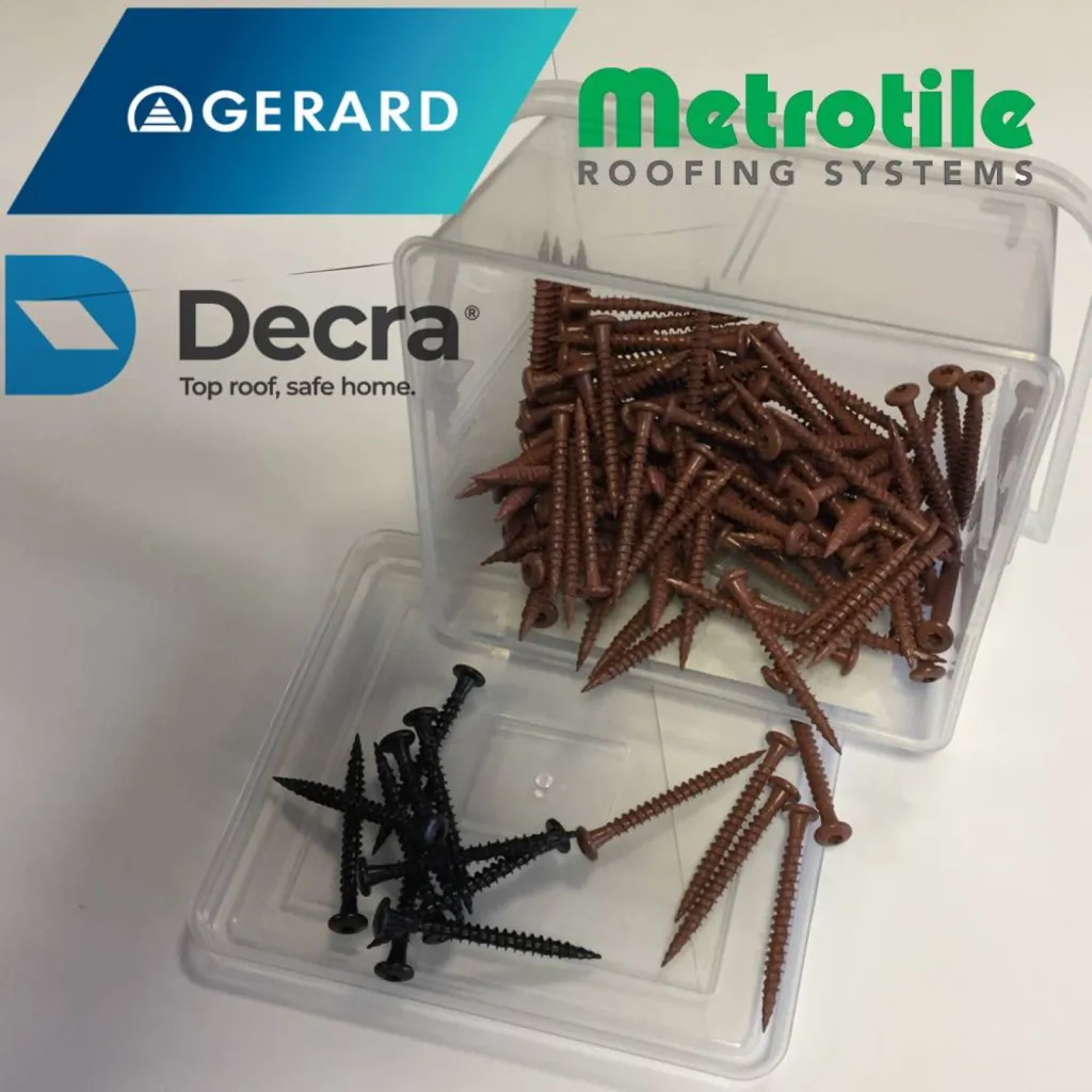 Vis auto-foreuses pour tuiles et ardoises métalliques GERARD, METROTILE et DECRA