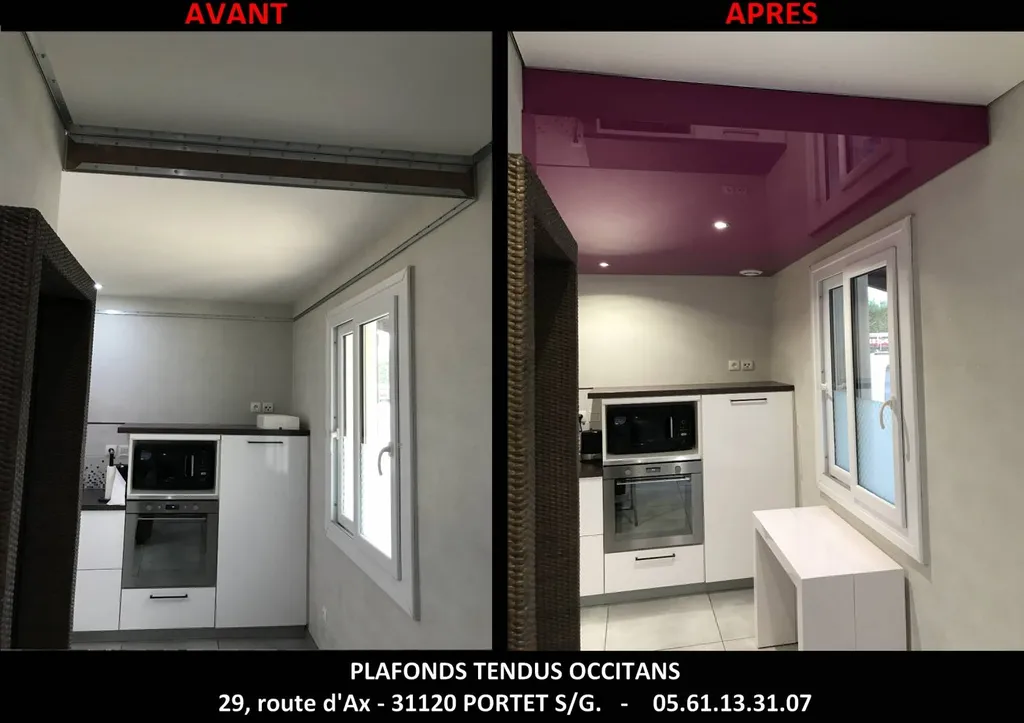 Comment abaisser un plafond : pose plafond tendu couleur laqué by Plafonds Tendus Occitans à St Lys