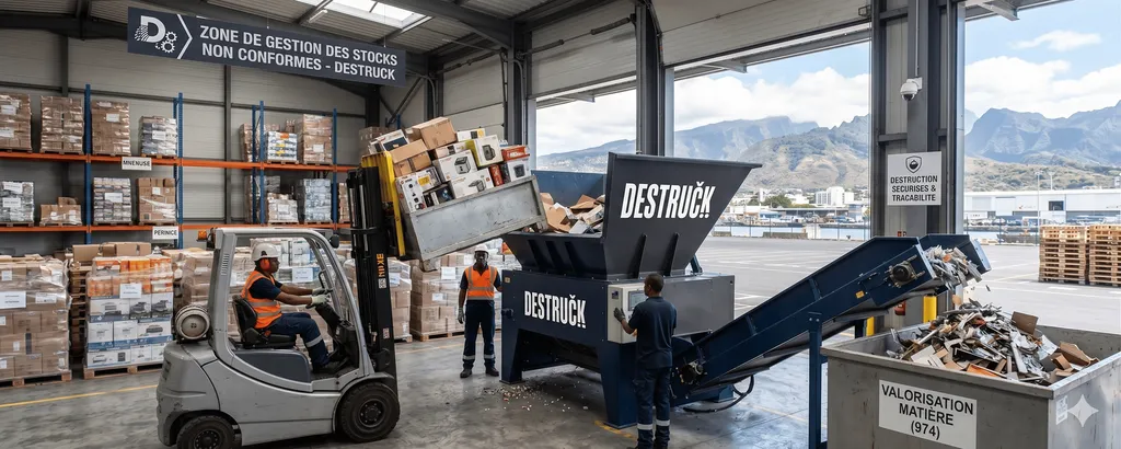 Destruction sécurisée de produits invendus et gestion des stocks obsolètes en grande distribution à Saint-Denis