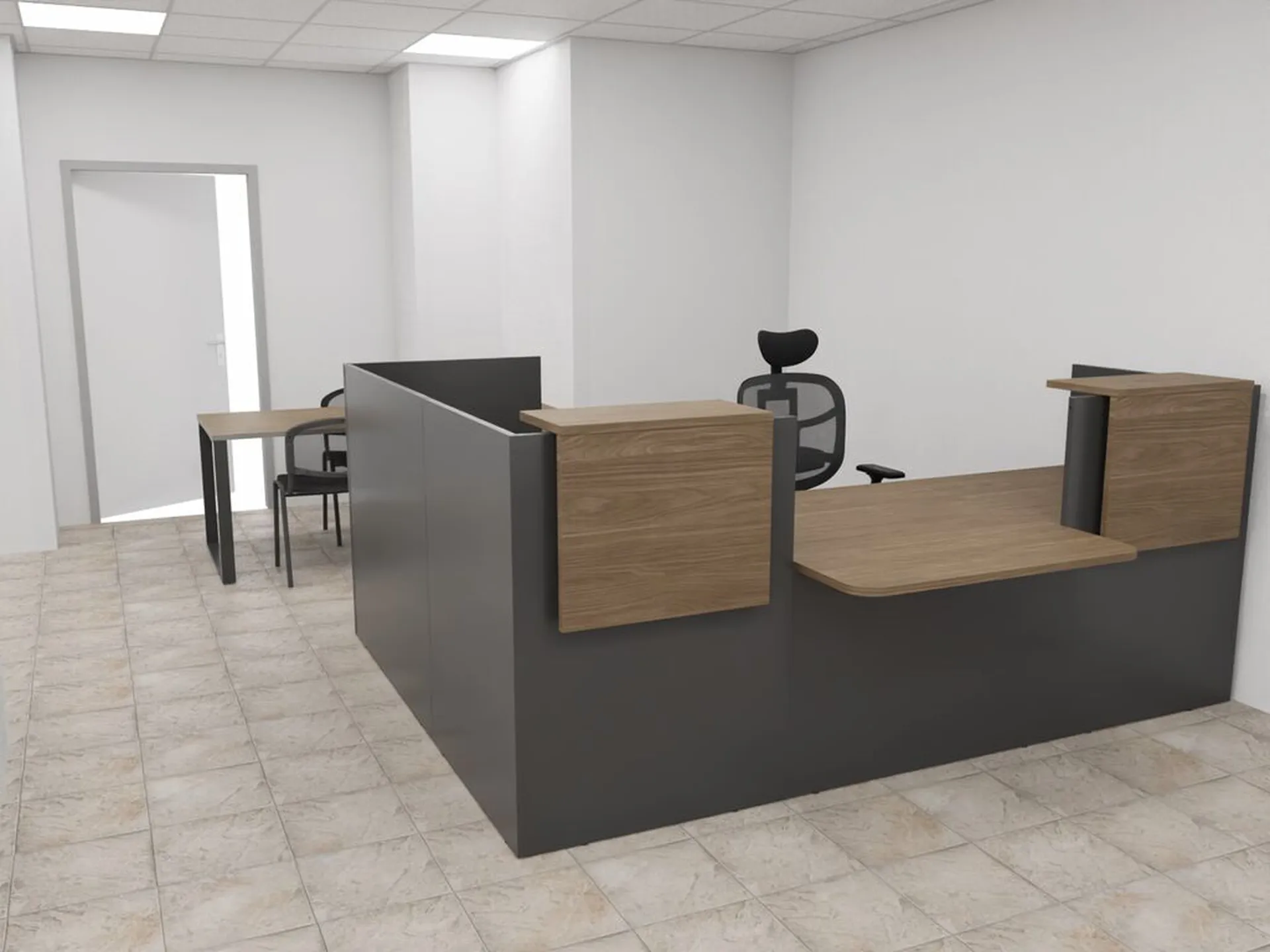 vu 3d banque d'accueil 