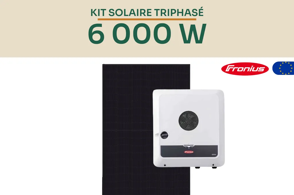 Kit solaire 6 kWc Fronius triphasé pour autoconsommation avec panneaux photovoltaïques et onduleur Symo GEN24 6.0 PLUS SC
